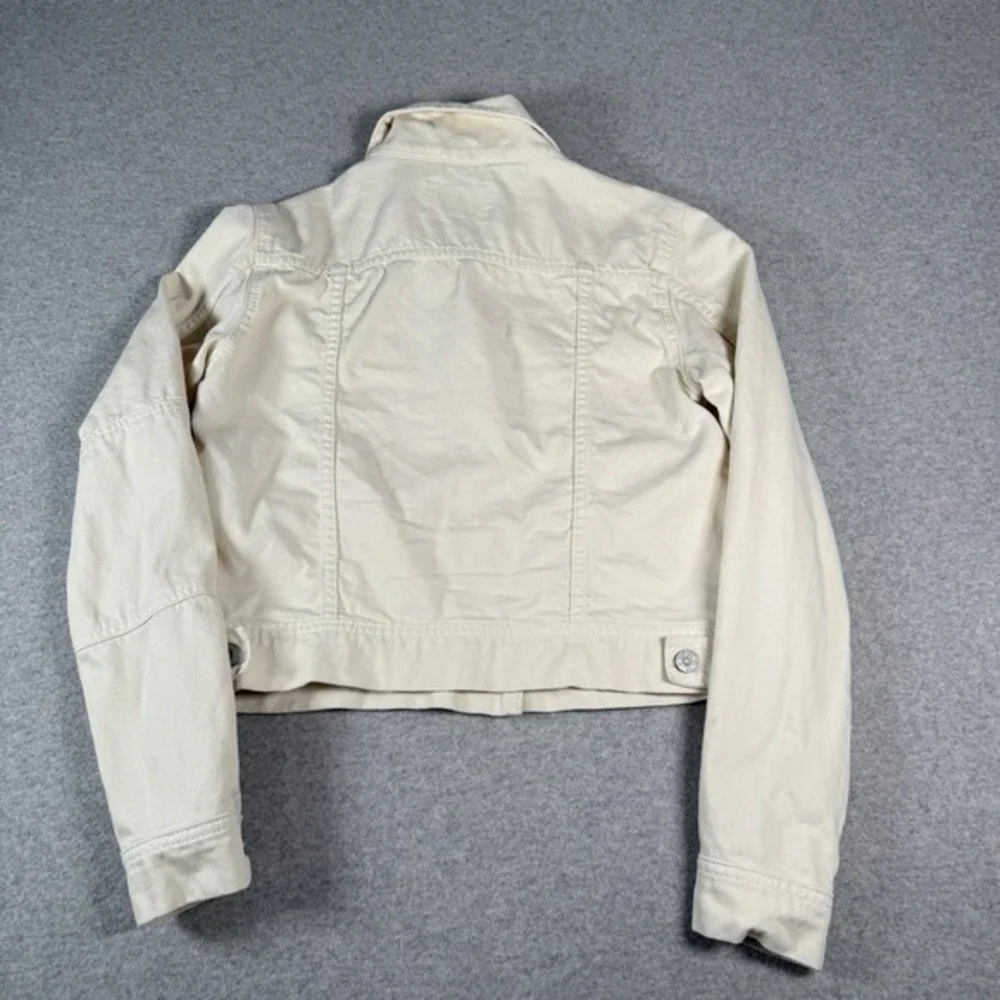 Free People We The Free Denim Jacket Womens XS Cream Cotton Cropped Trucker Boho - Picture 7 of 9